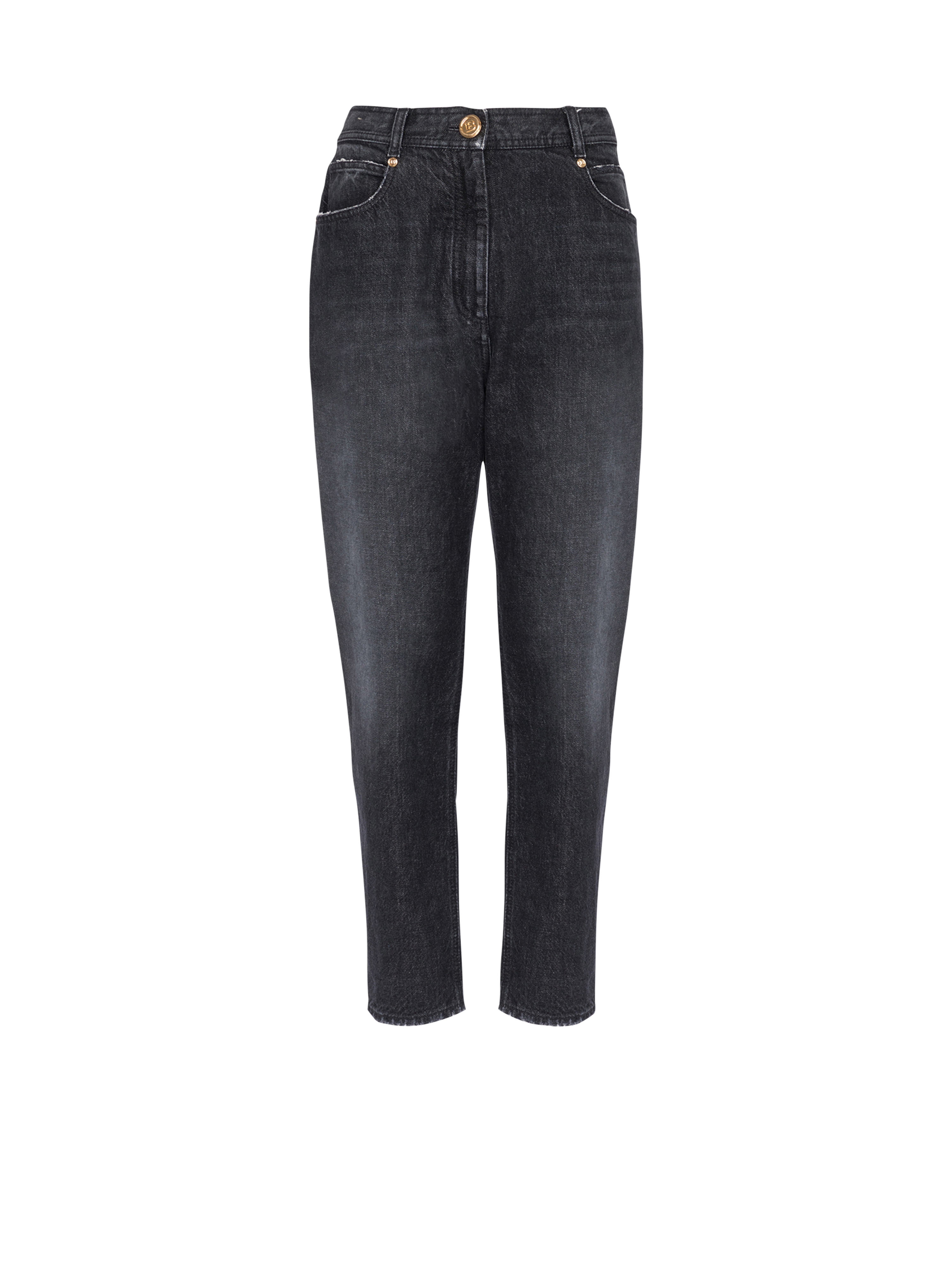 Boyfriend-Jeans mit Bleach-Effekt im Öko-Design, schwarz