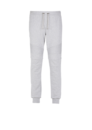 Sweatpants aus Bio-Baumwolle mit geflocktem „Balmain Paris“-Logo in Weiß