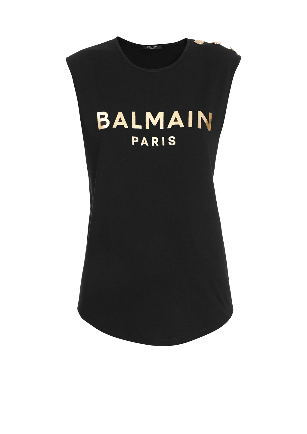 T-Shirt aus Baumwolle mit Balmain Logo-Print, golden, hi-res
