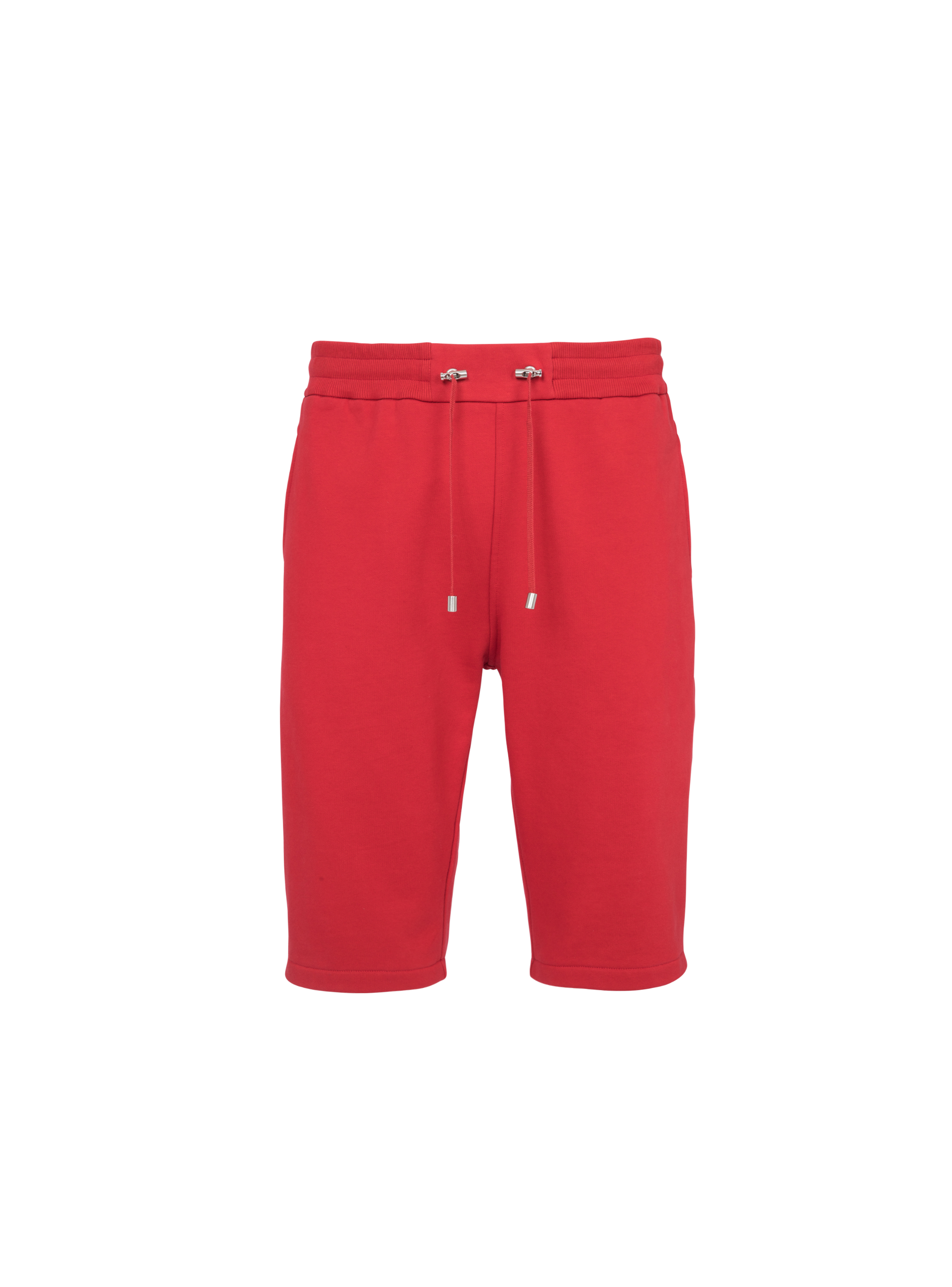 Shorts aus Baumwolle mit geflocktem „Balmain Paris“-Logo, rot