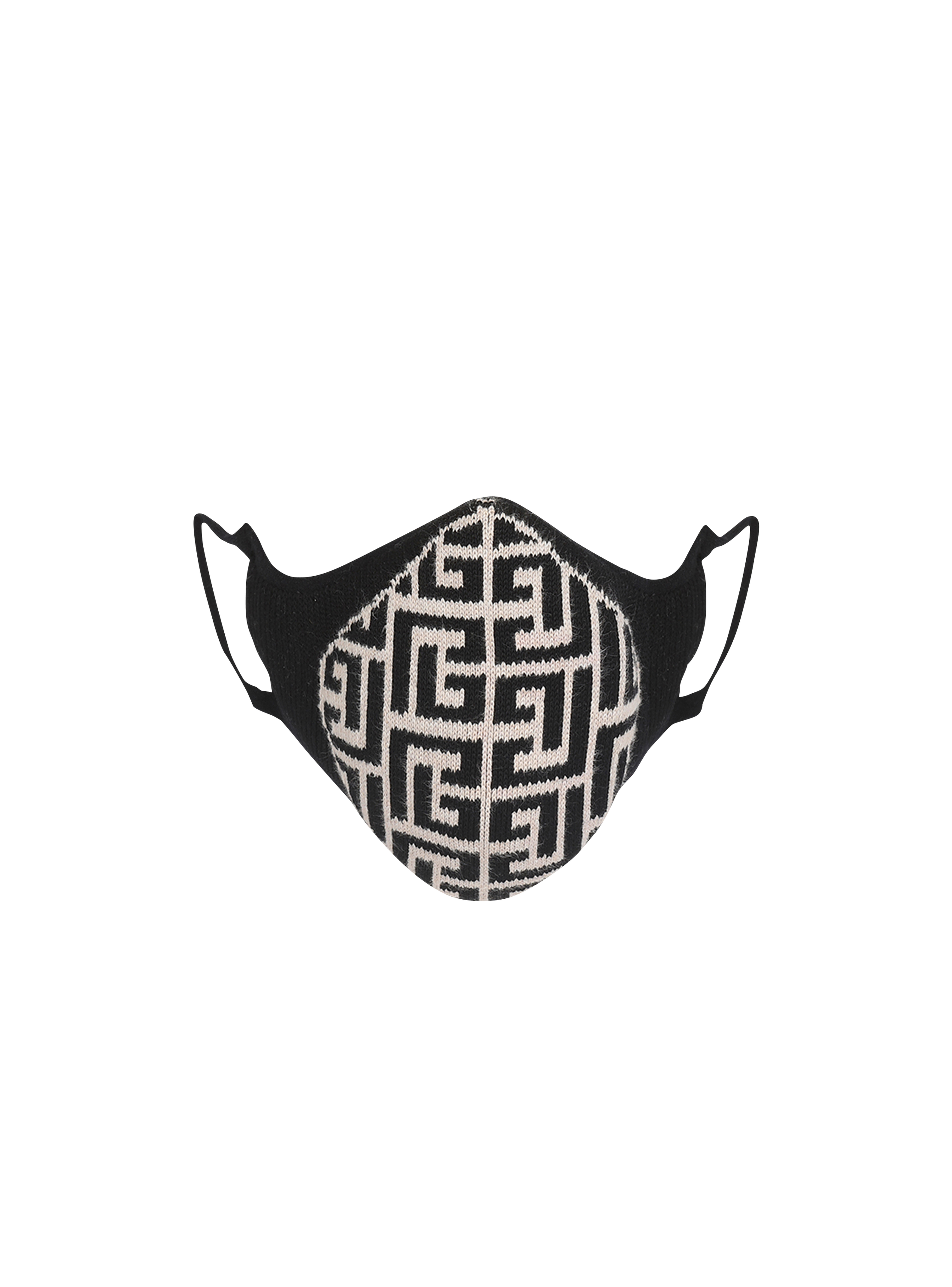 Maske aus Baumwolle mit Balmain-Monogramm, schwarz