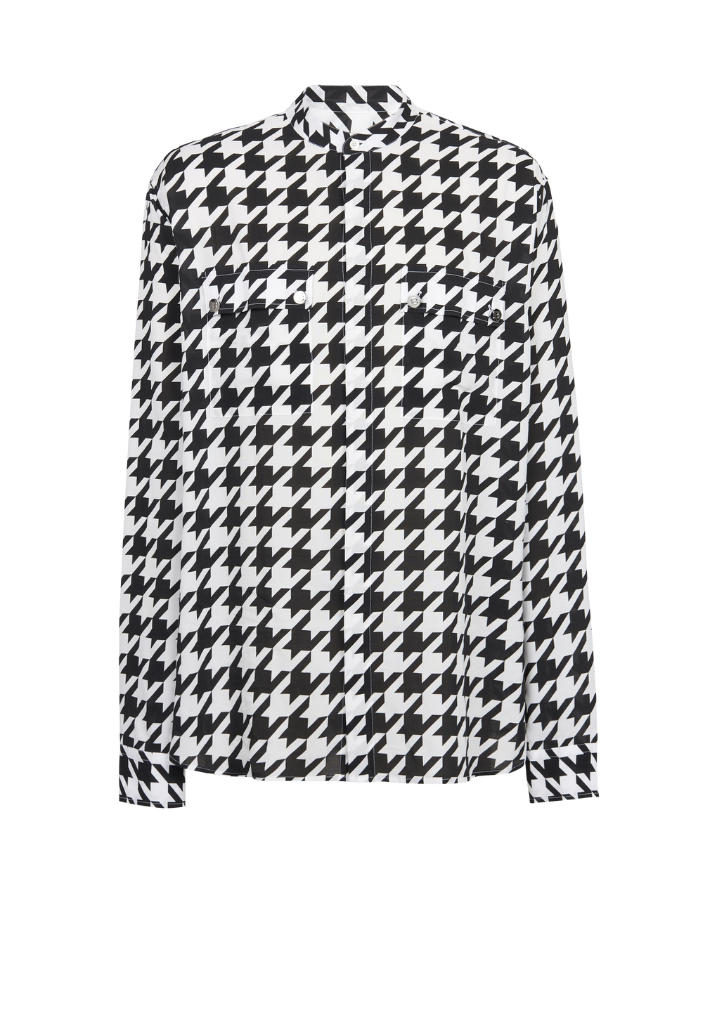 Baumwollhemd mit Hahnentrittmuster, schwarz, hi-res