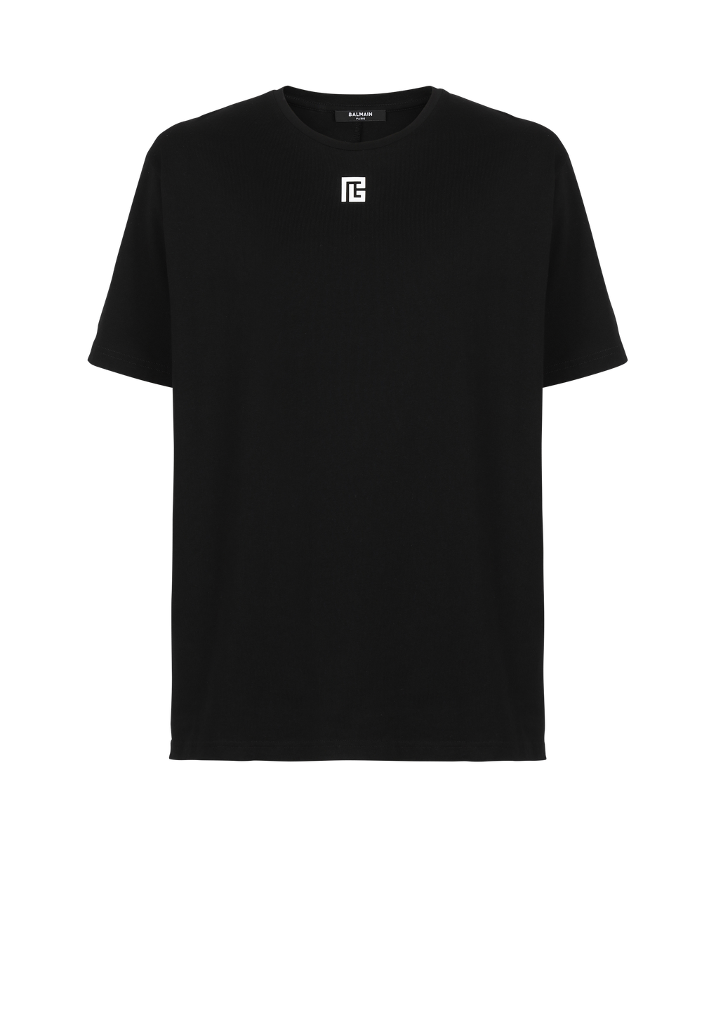 Oversize-T-Shirt aus Baumwolle mit großem Balmain Logo-Print, schwarz, hi-res