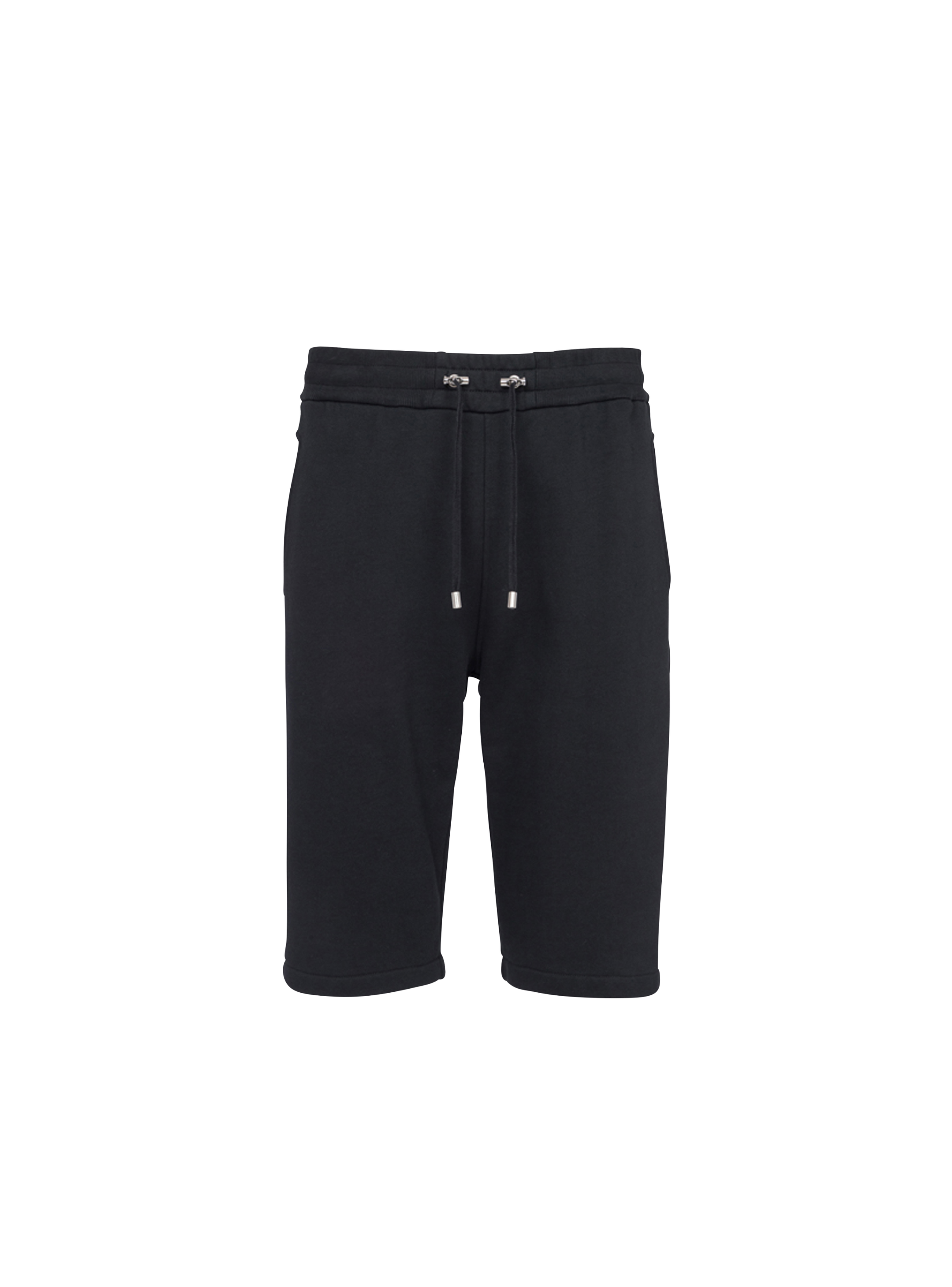 Cotton shorts with flocked Balmain Paris logo, black