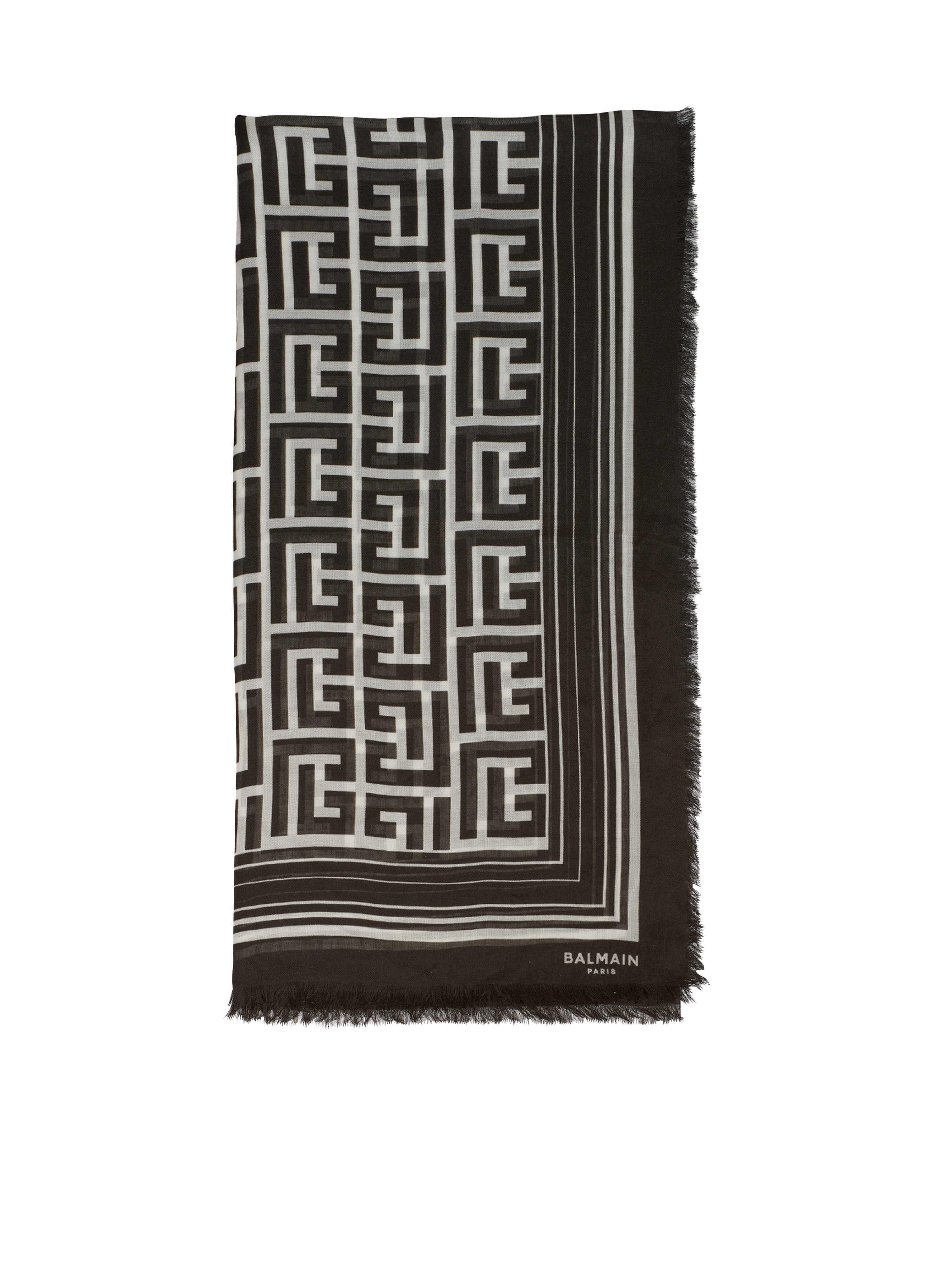 Schal aus Modal mit Balmain-Monogramm-Muster, schwarz