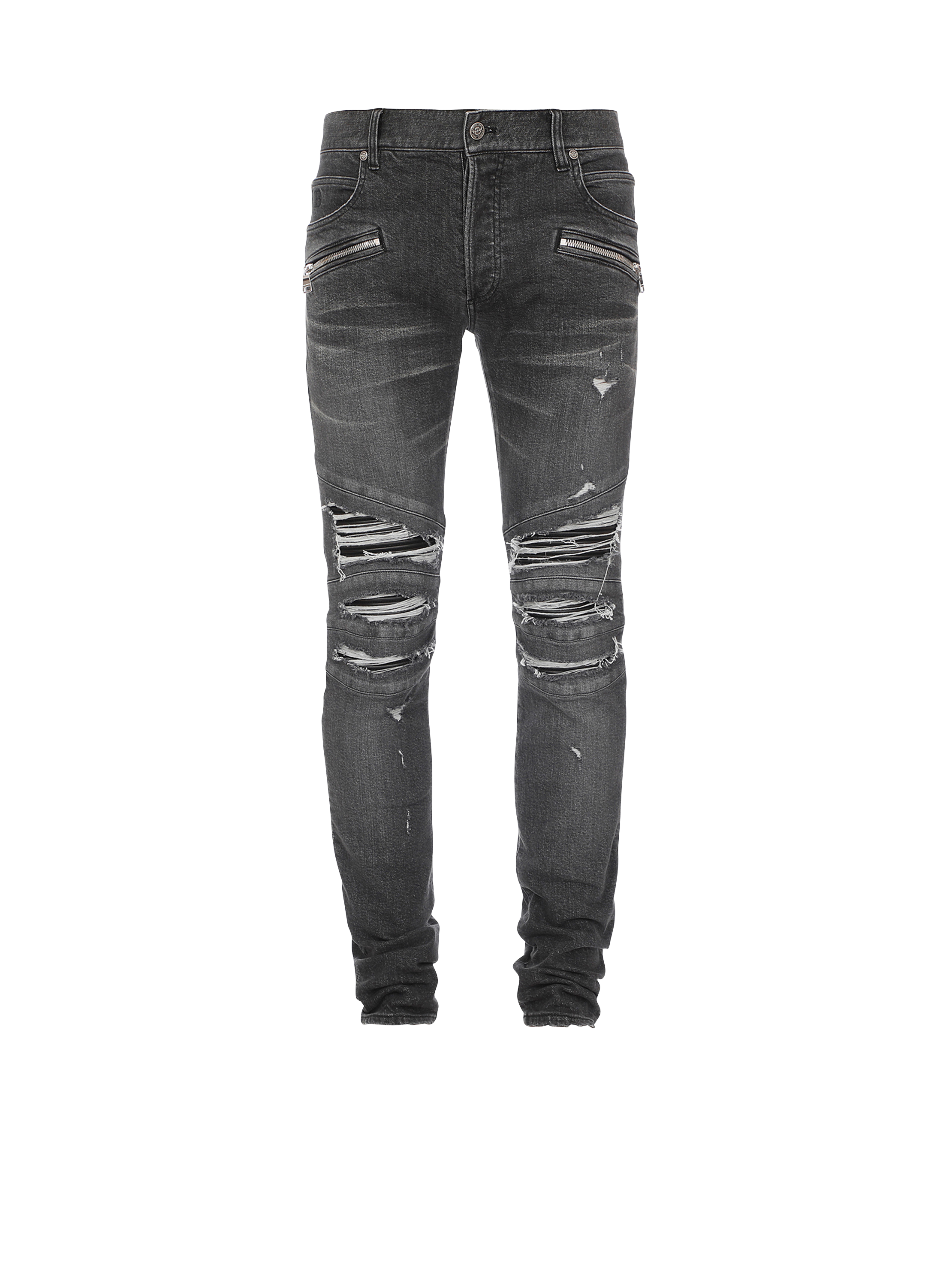 Slim-cut ripped cotton jeans with 