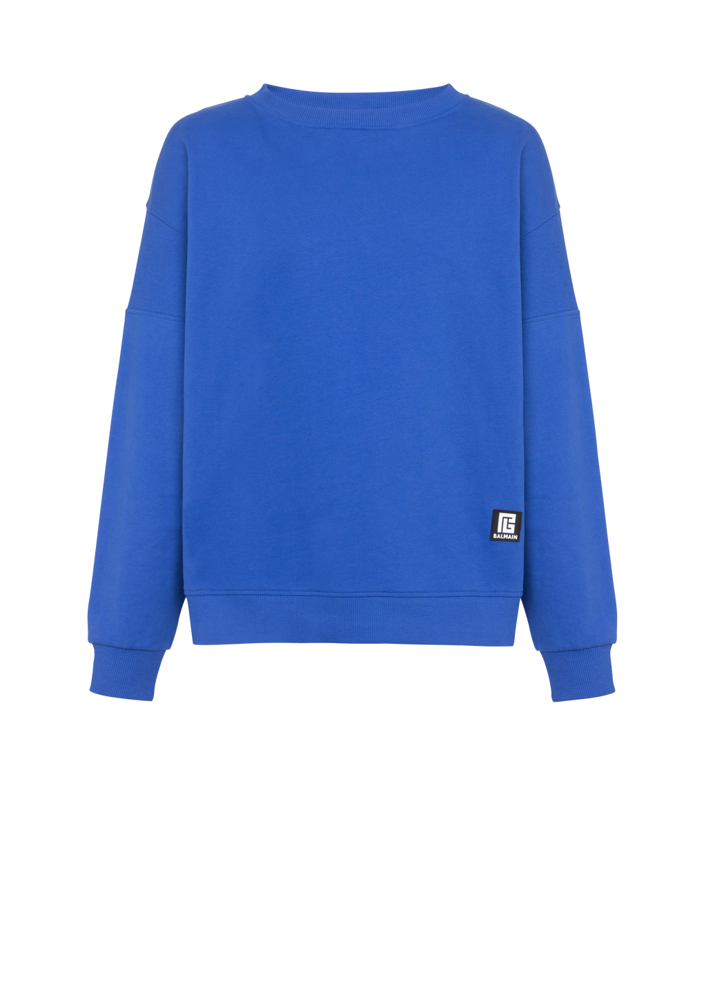 Sweatshirt aus Baumwolle mit Balmain Logo-Print, marineblau, hi-res