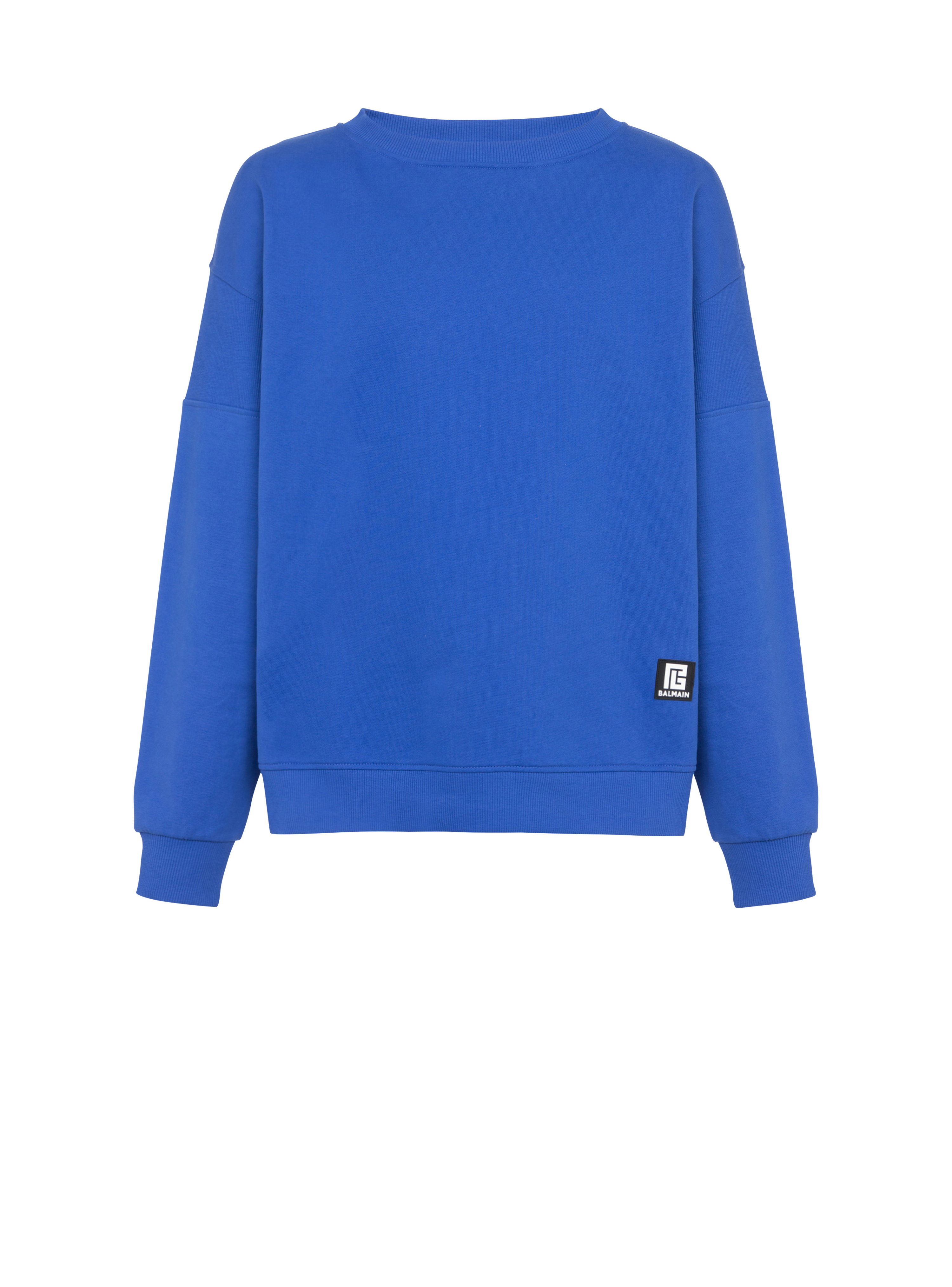 Sweatshirt aus Baumwolle mit Balmain Logo-Print, marineblau