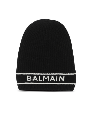 Mütze aus Wolle mit Balmain-Logo in Weiß