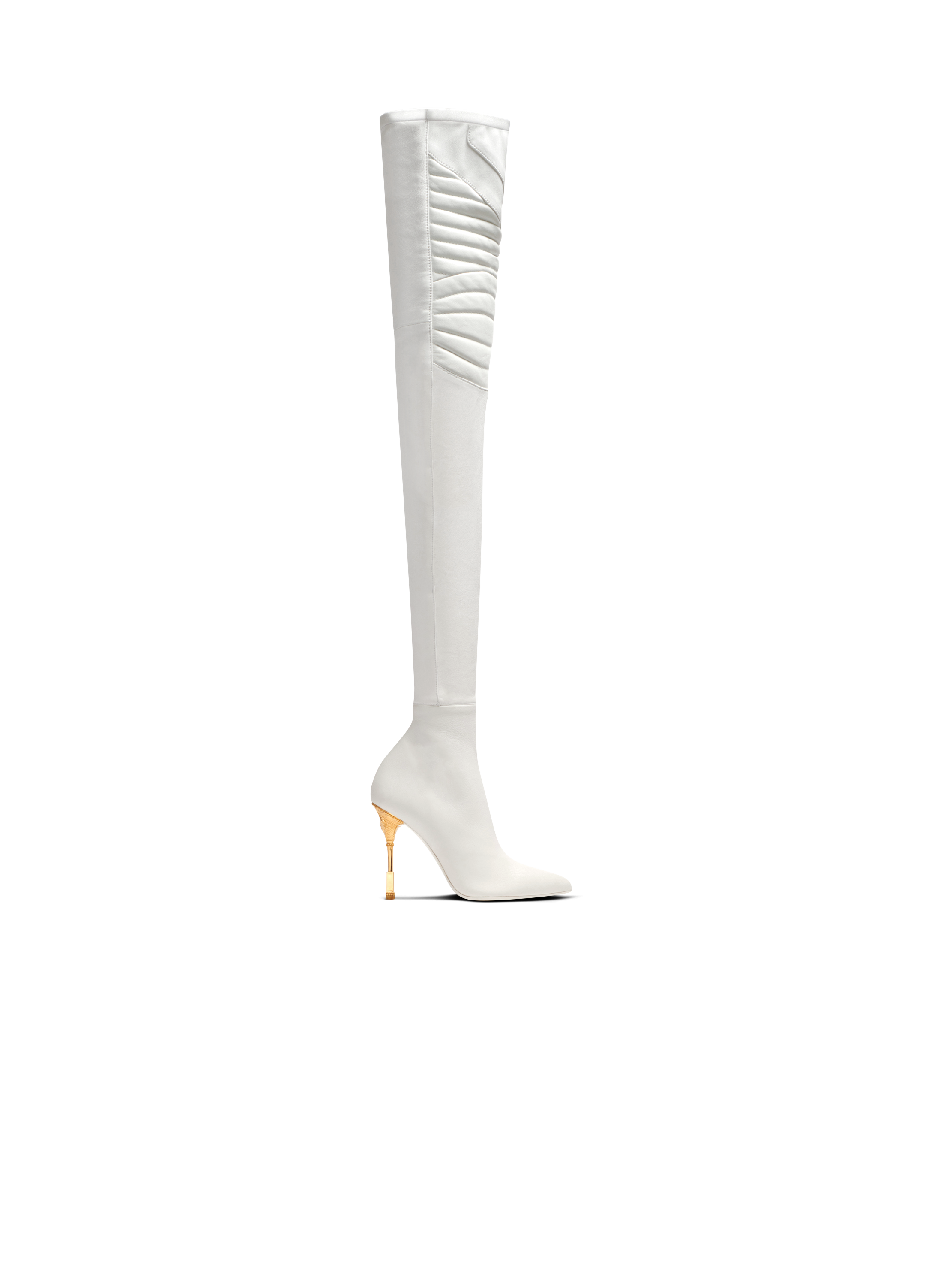 Balmain Leder Pumps Moneta aus Leder in Weiß Damen Schuhe Stiefel Stiefel mit Hohen Absätzen 