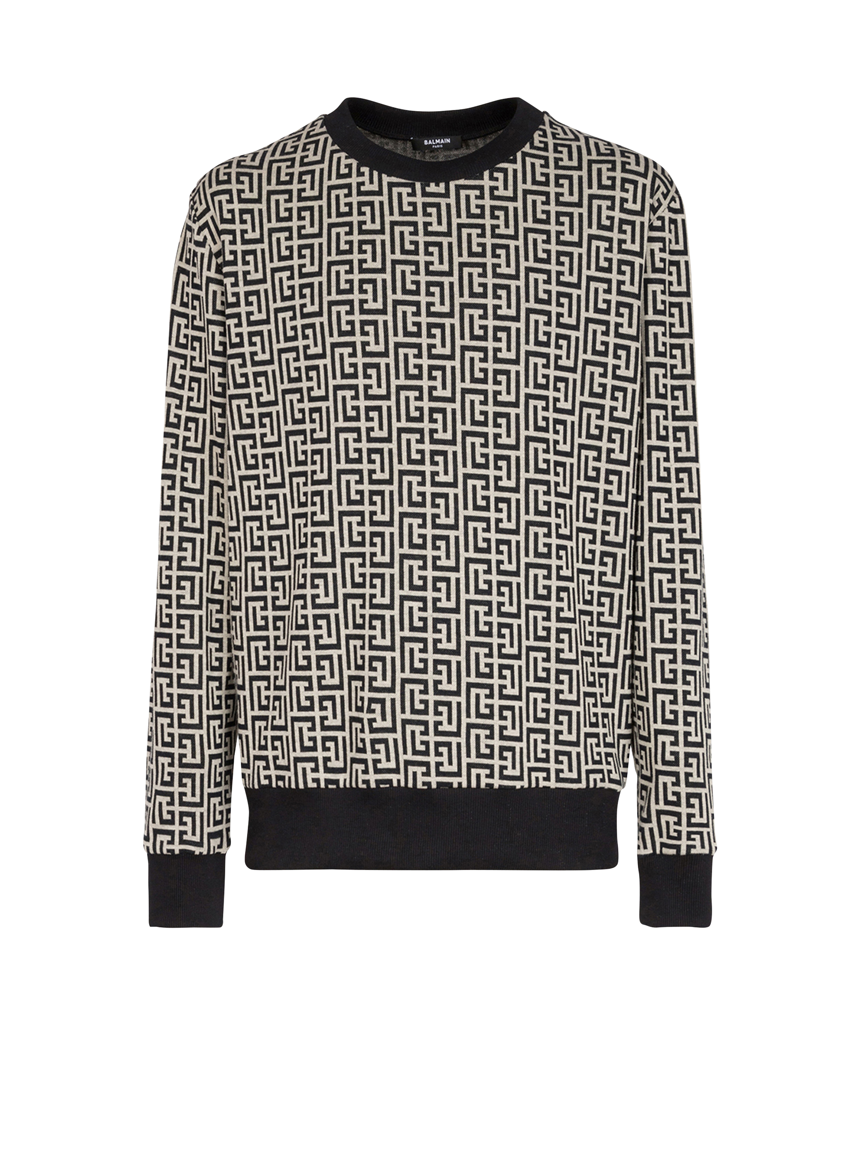 Sweatshirt aus Jersey mit Balmain-Monogramm, schwarz