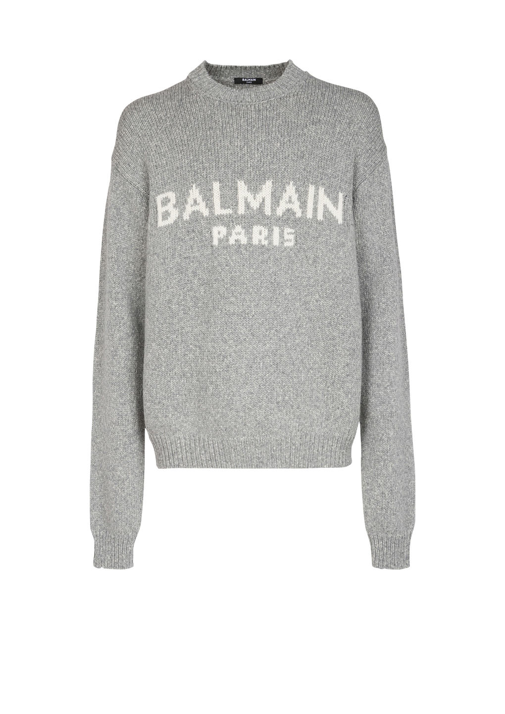 Wollpullover mit Logo von Balmain Paris, grau, hi-res