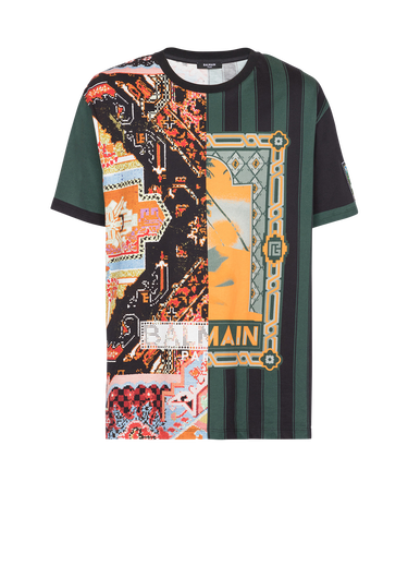 Oversize-Baumwoll-T-Shirt mit mehrfarbigem Balmain-Print